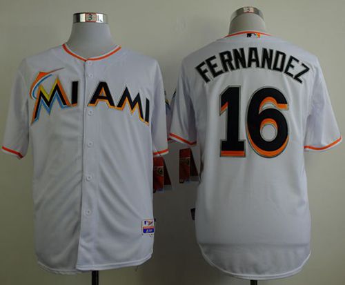 marlins #16 Jose Fernandez White Cool Base Stitched MLB Jersey - Click Image to Close